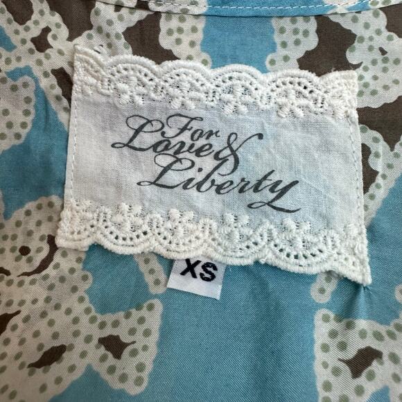 Johnny Was For Love & Liberty Blue & Cream Silk Tank Studded Details sz XS - Picture 7 of 10